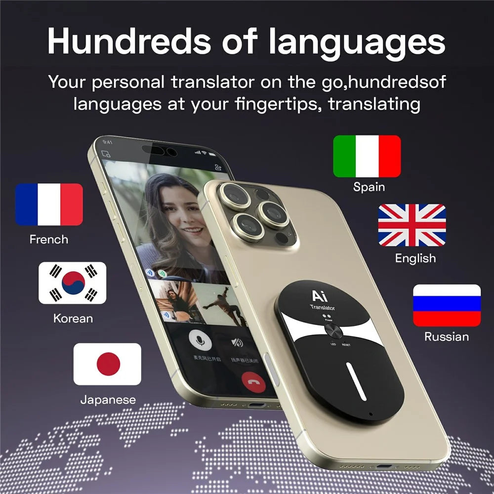 F8pro AI Magnetic Ultra-Thin Bluetooth-compatible Translator 170mAh 138 Languages Real-time Voice Text Translation Device for Meeting Travel - Black - 3