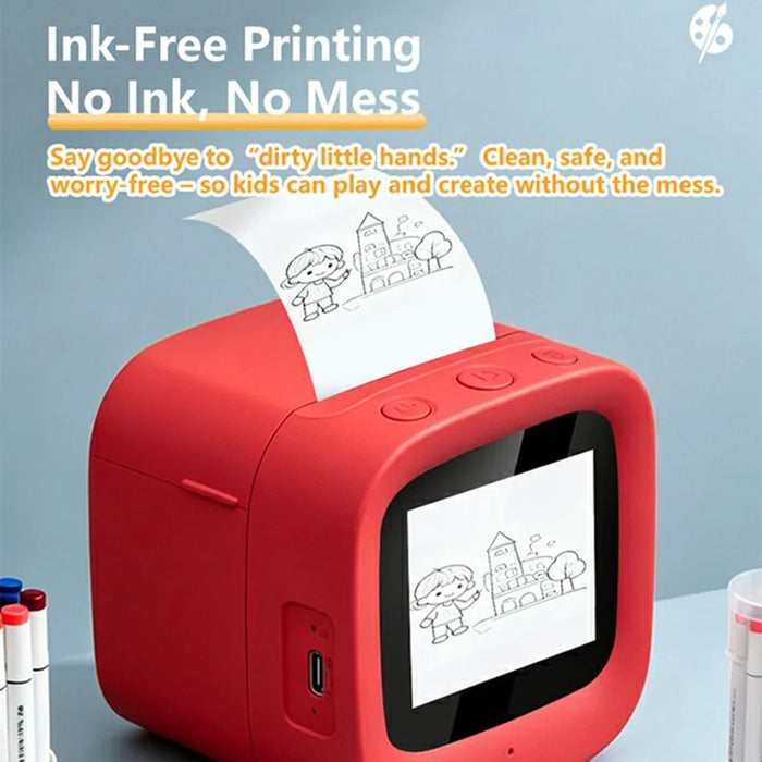 X21 2.4 Inch Portable AI Voice Thermal Printer 200DPI Ink-Free Printing Machine for Kids - Red - 5