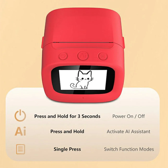 X21 2.4 Inch Portable AI Voice Thermal Printer 200DPI Ink-Free Printing Machine for Kids - Red - 7