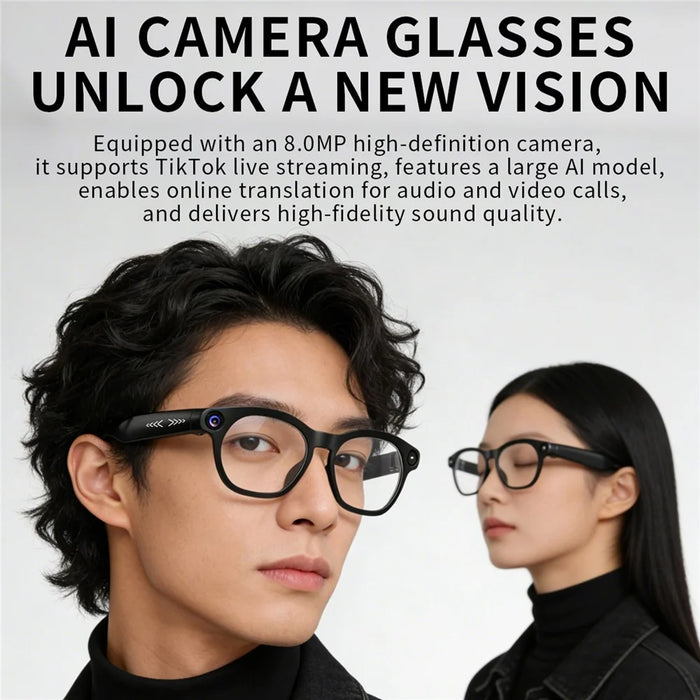 CY03 AI Smart Glasses 8MP 1080P Recording Real-time Audio Video Translation Eyeglasses for Live Streaming Photograph - Black - 5