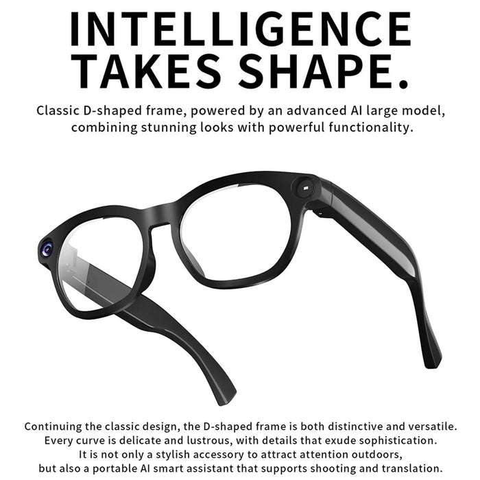 CY03 AI Smart Glasses 8MP 1080P Recording Real-time Audio Video Translation Eyeglasses for Live Streaming Photograph - Black - 7