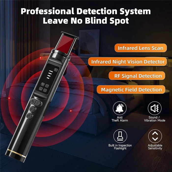 T015 Hidden Camera Detector Bug Finder RF GPS Tracker Detector Signal Scanner Anti Spy Surveillance Device - Black - 5