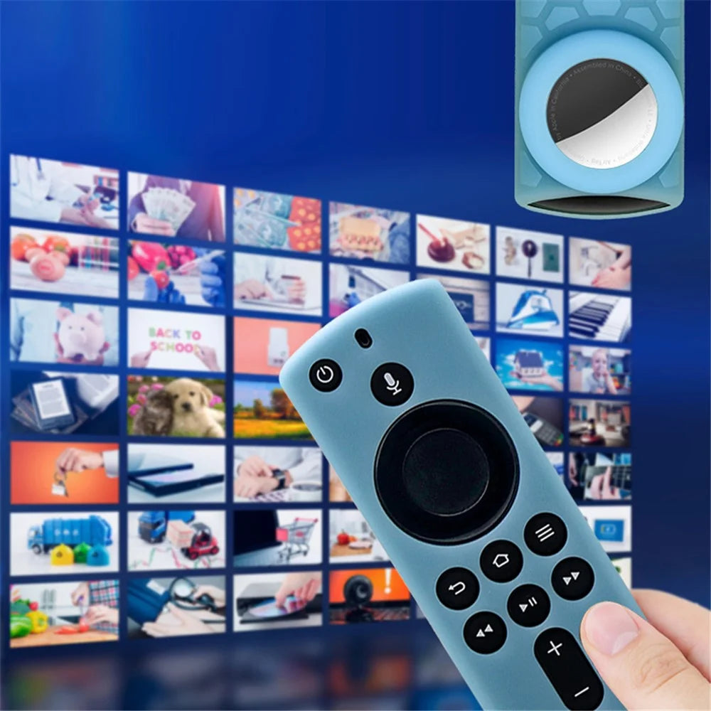 2-in-1 Remote Controller Bluetooth-compatible Tracker Silicone Protective Sleeve Cover for Apple AirTag Fire TV Stick 4K - Black - 5