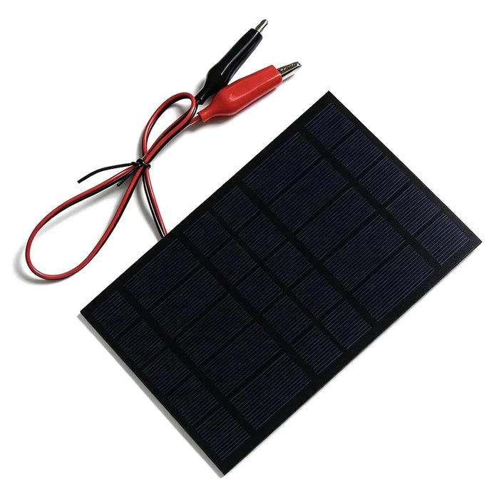 2.5W 5V Solar Panel Polycrystalline Silicon Solar Charging Board with Alligator Clips for Outdoor DIY Power Supply - 1