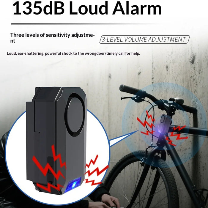 Q100 Remote Control Bike Alarm 135dB Anti-Theft Security System with RGB Breathing Light for Cycling - With Remote Control - 5