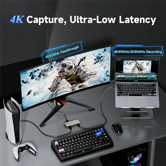 WAVLINK WL-VR204 4K HD Video Capture Card 100W PD Video Hub Streaming Recorder Adapter for Gaming Live - 5