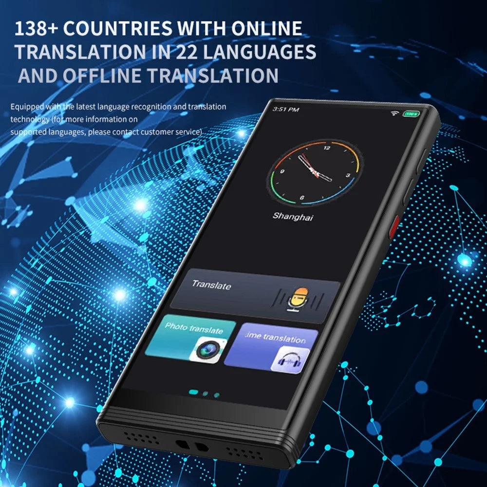 M18 4.82 Inch Smart Voice Translator 1+16GB WIFI Photo Recording 138 Languages Online Translation Device - Black - 3