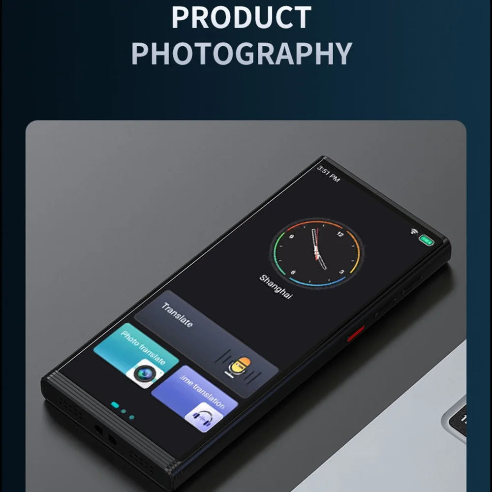 M18 4.82 Inch Smart Voice Translator 1+16GB WIFI Photo Recording 138 Languages Online Translation Device - Black - 5