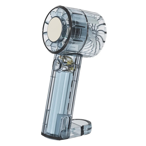 F13 Transparent Ice Pack Handheld Fan 4-Speed 2000mAh Type-C Cooling Desktop Portable Fan for Outdoor Office Travel - Grey - 1
