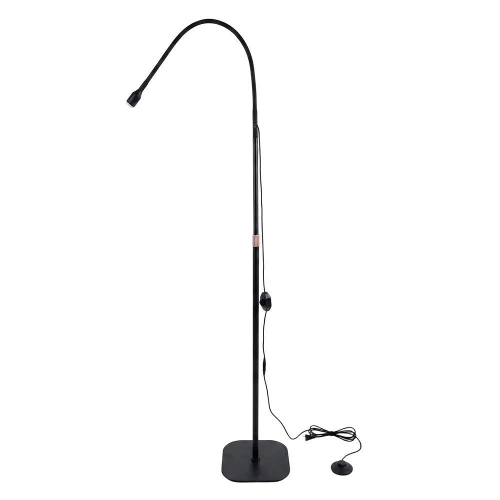 HD-AL70 5W UV LED Curing Lamp with Foot Pedal 360 Degreee Adjustable Gooseneck Floor Stand Nail Light for Eyelash Extensions Nail Art - Black - 1