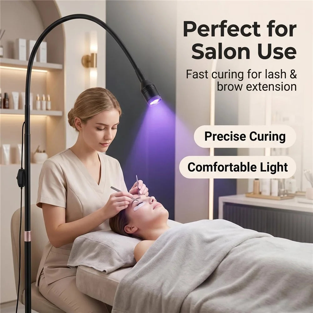 HD-AL70 5W UV LED Curing Lamp with Foot Pedal 360 Degreee Adjustable Gooseneck Floor Stand Nail Light for Eyelash Extensions Nail Art - Black - 6