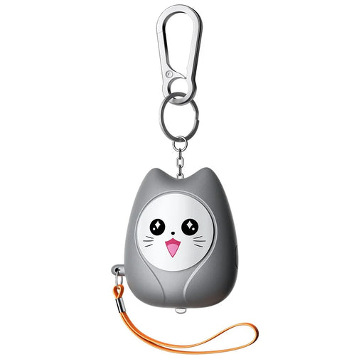 ESSAGER H7 Personal Safety Alarm 130dB Sound LED Flashlight Cartoon Cat Design Self Defense Alarm Device for Women Kids - Grey - 1