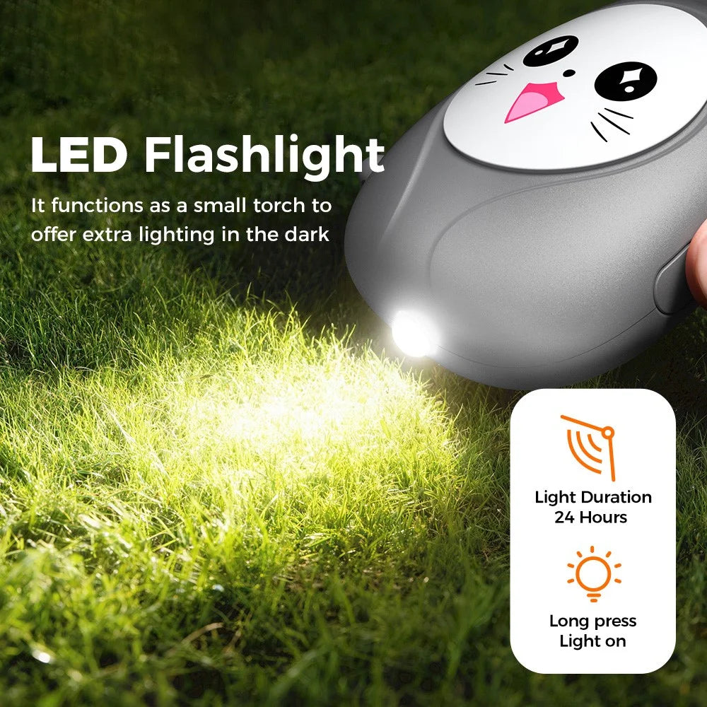 ESSAGER H7 Personal Safety Alarm 130dB Sound LED Flashlight Cartoon Cat Design Self Defense Alarm Device for Women Kids - Grey - 4