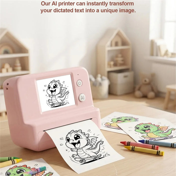 Q16 2.0 Inch Portable AI Voice Thermal Printer 200DPI Bluetooth-compatible WiFi Printing Device for Kids Drawing Label - Pink - 4