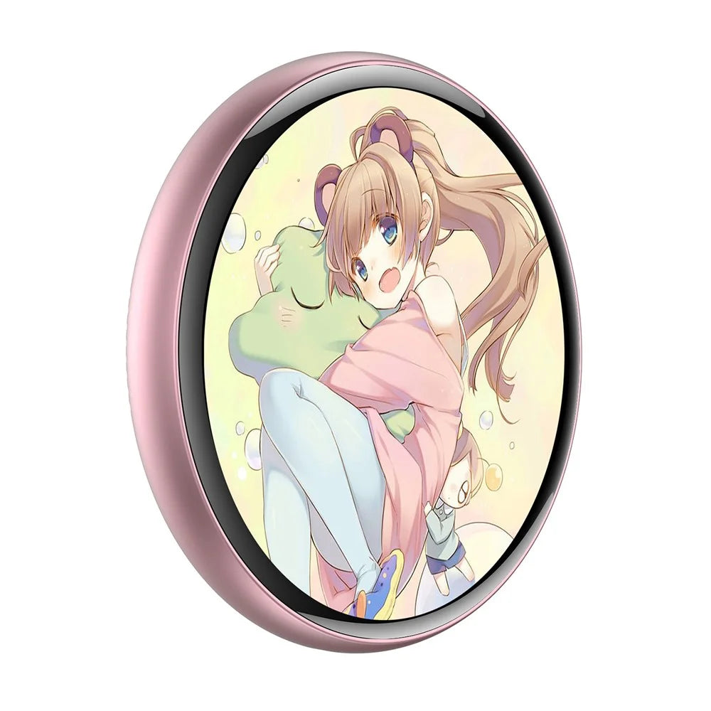 E01 1.7 Inch AI Smart Electronic Badge Bluetooth-compatible APP Anime Display Touch Screen Brooch Pin - Pink - 3