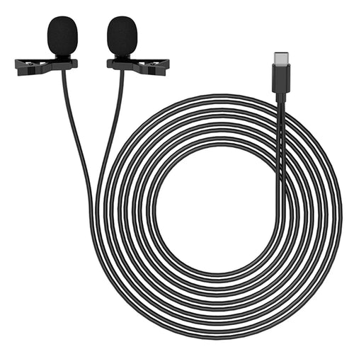 YELANGU MY3 YLG9926B-D Dual Lavalier Type-C Mini Microphone Noise-canceling Mobile Phone Live Recording Lapel Mic - 1