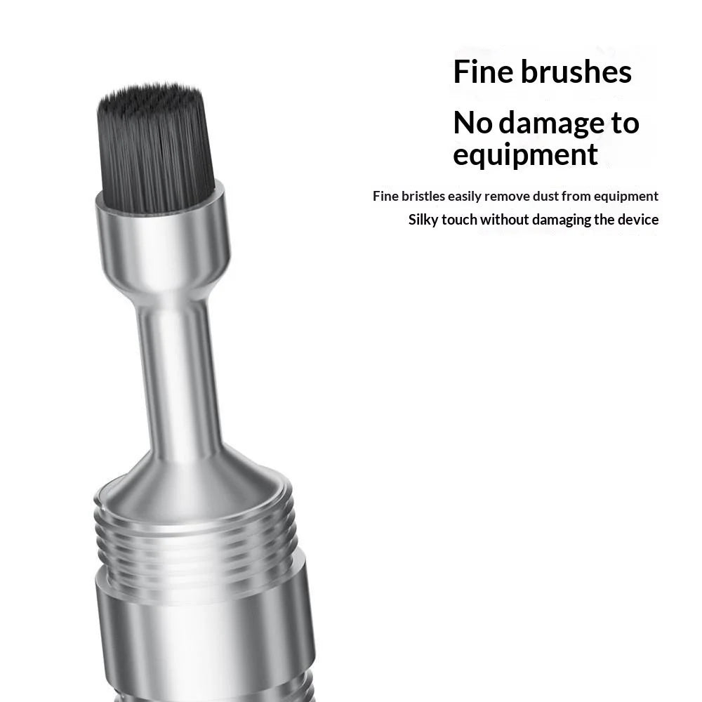 CS-04 2-in-1 Keychain Cleaning Brush Nail File Tool Set Zinc Alloy Portable Phone Dust Cleaner Metal Grinder Tool Kit - Silver - 7