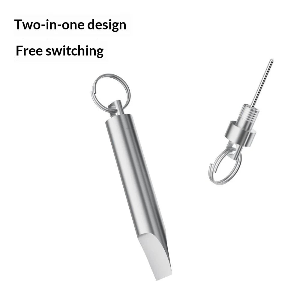 CS-03 Multi-function Repair Tool 2-in-1 Keychain Package Opener Portable Alloy SIM Card Ejector Tool Kit - Silver - 4