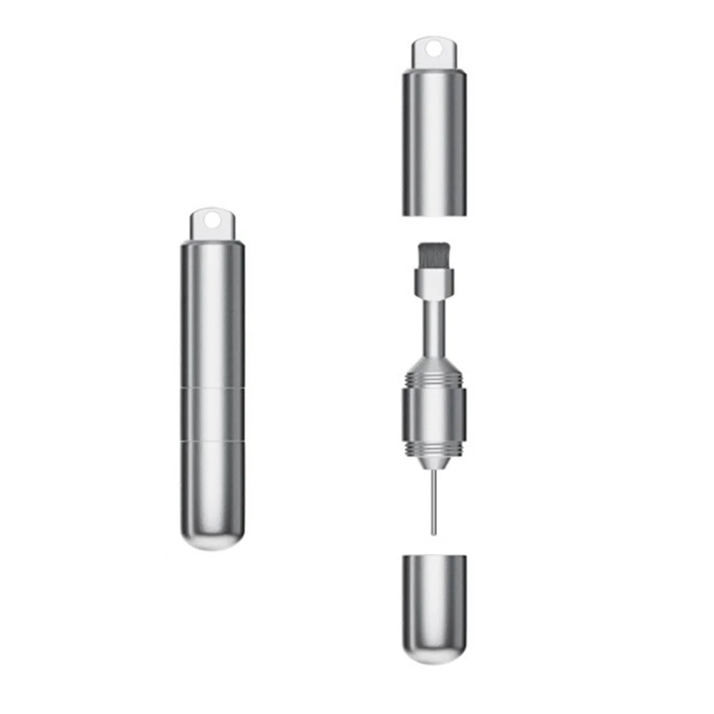 CS-01 2-in-1 SIM Card Ejector Tool Portable Aluminum Alloy Keychain Cleaning Brush Phone Speaker Dust Removal Kit - Silver - 1