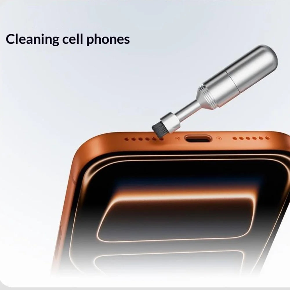 CS-01 2-in-1 SIM Card Ejector Tool Portable Aluminum Alloy Keychain Cleaning Brush Phone Speaker Dust Removal Kit - Silver - 4