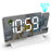 EN8836-C Large Screen LED Projection Clock 180 Degree Rotation Dual Alarms DST Desktop Digital Clock with Mirror Display for Bedroom Office - White Shell  /  White Word - 1