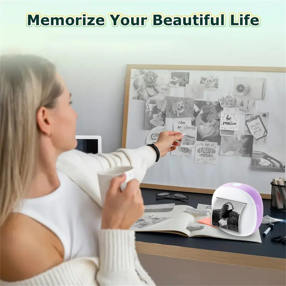 X10 Mini Pocket Bluetooth-compatible Thermal Printer 200DPI Inkless Photo Sticker Label Portable Printer - Blue  /  White - 6