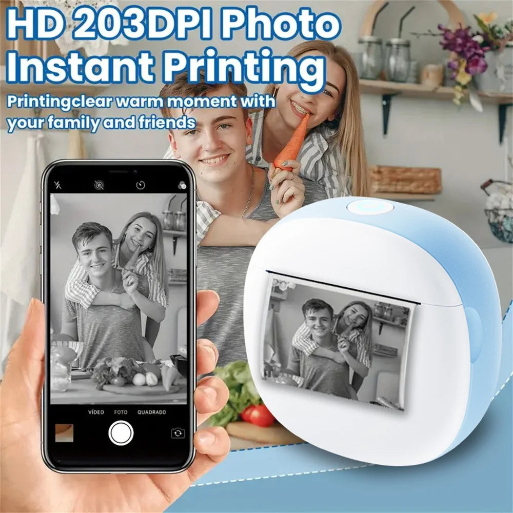X10 Mini Pocket Bluetooth-compatible Thermal Printer 200DPI Inkless Photo Sticker Label Portable Printer - Blue  /  White - 7