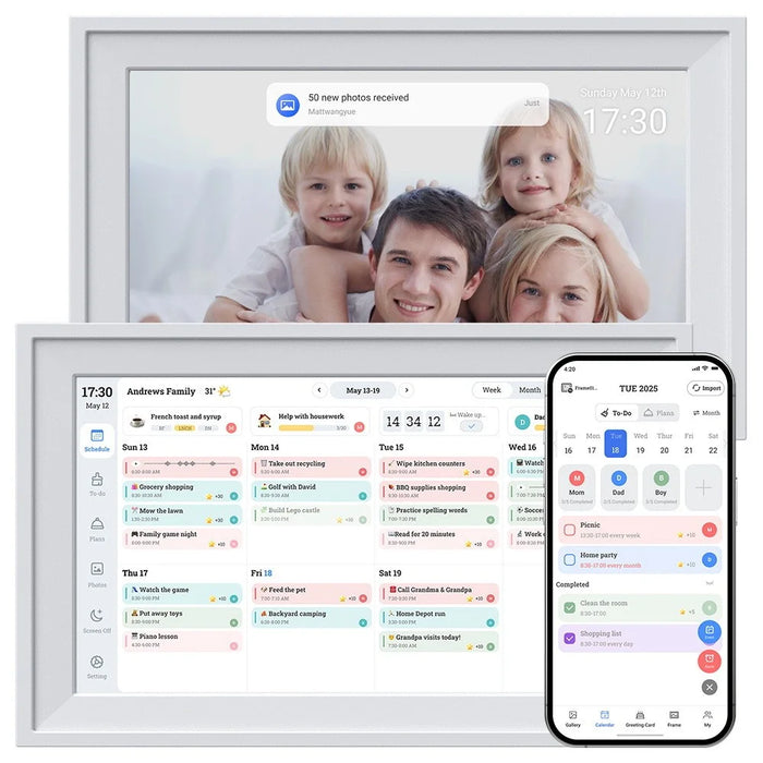 15.6 Inch Smart Digital Calendar Touch Screen Family Schedule Organizer WiFi Clock Photo Frame (App: Fotocube) - US Plug - 2