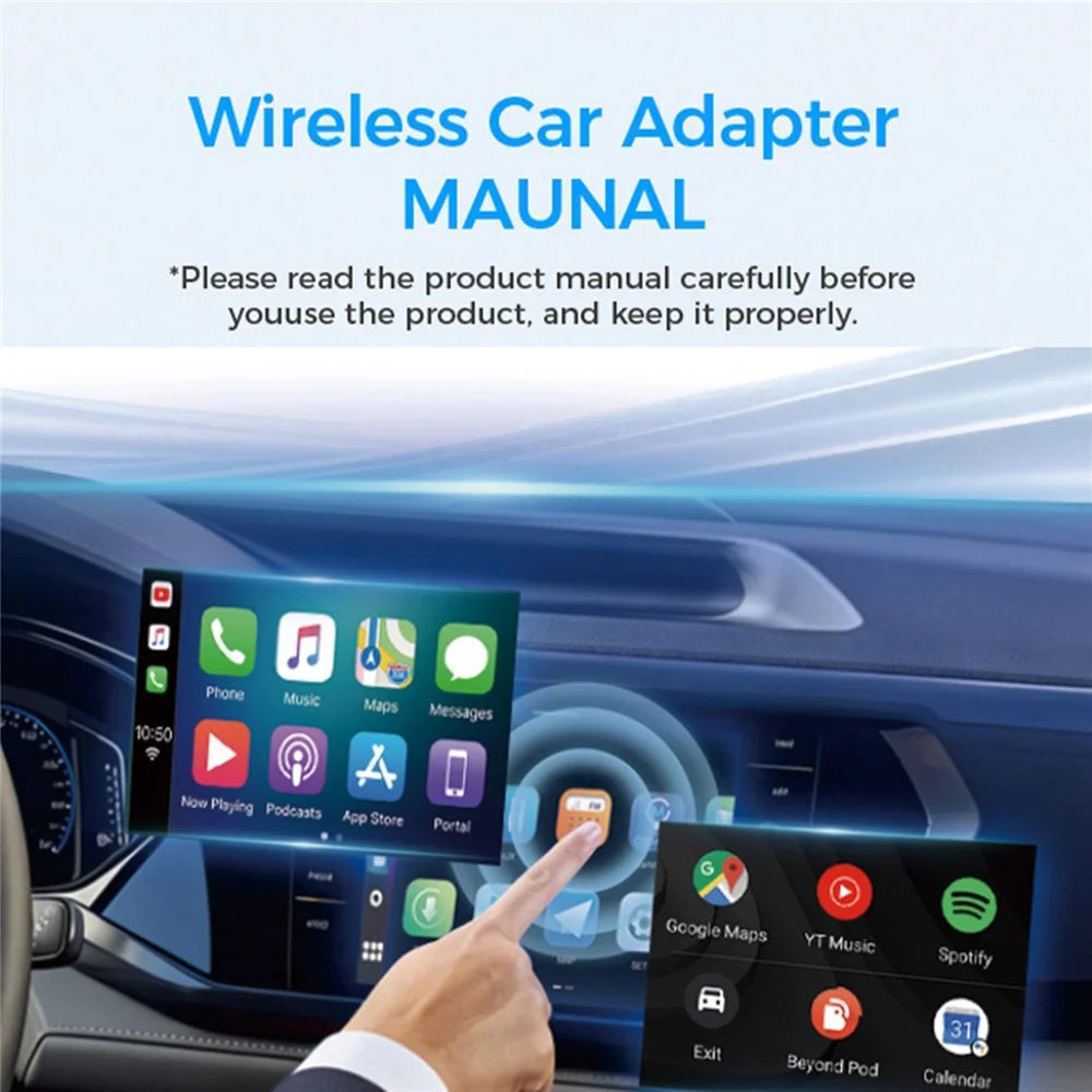 CM102 Wireless CarPlay Adapter Android Auto Converter 2-in-1 WiFi 6 Bluetooth-compatible 5.3 USB Adapter for Car - Black - 4