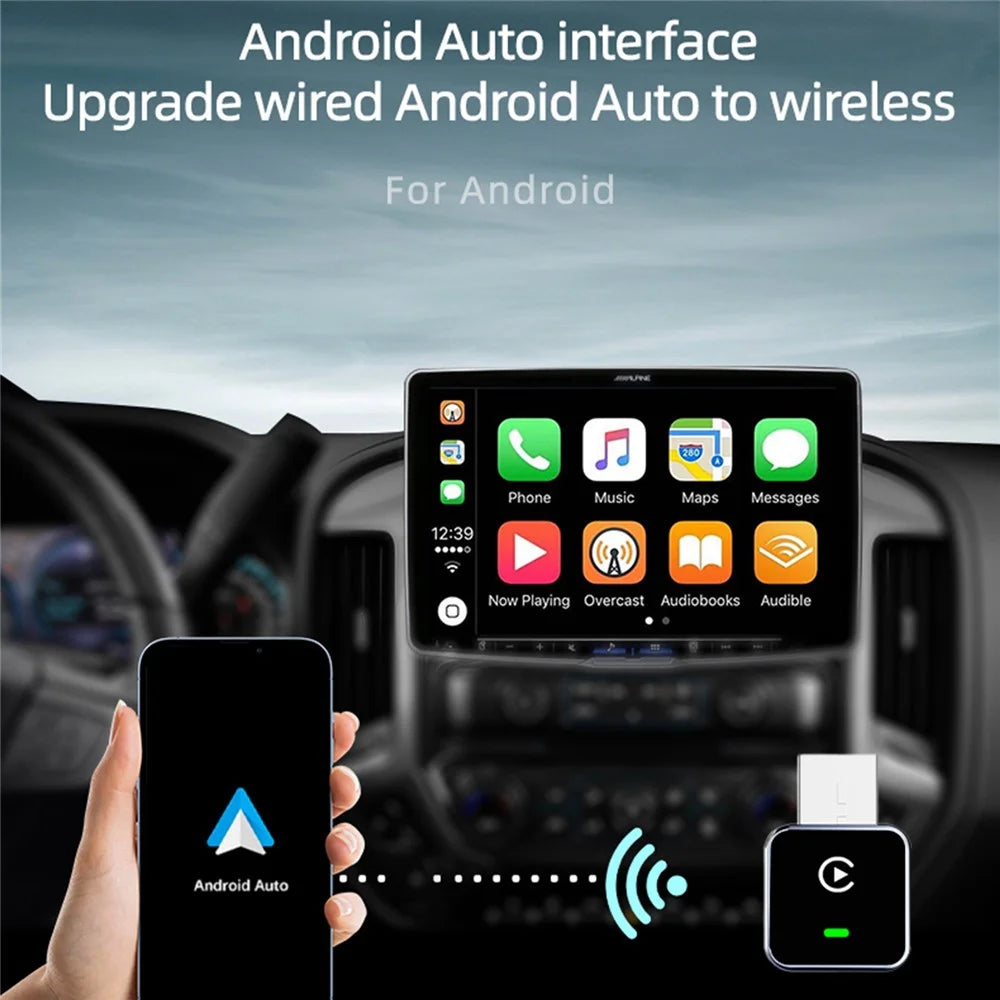 CM102 Wireless CarPlay Adapter Android Auto Converter 2-in-1 WiFi 6 Bluetooth-compatible 5.3 USB Adapter for Car - Black - 5