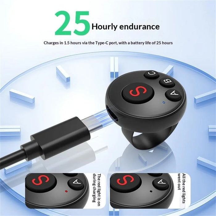 D11 Wearable Action Camera Controller for DJI Action / GoPro / Insta360 / Smartphone Bluetooth-compatible Remote Control Ring - Black - 5
