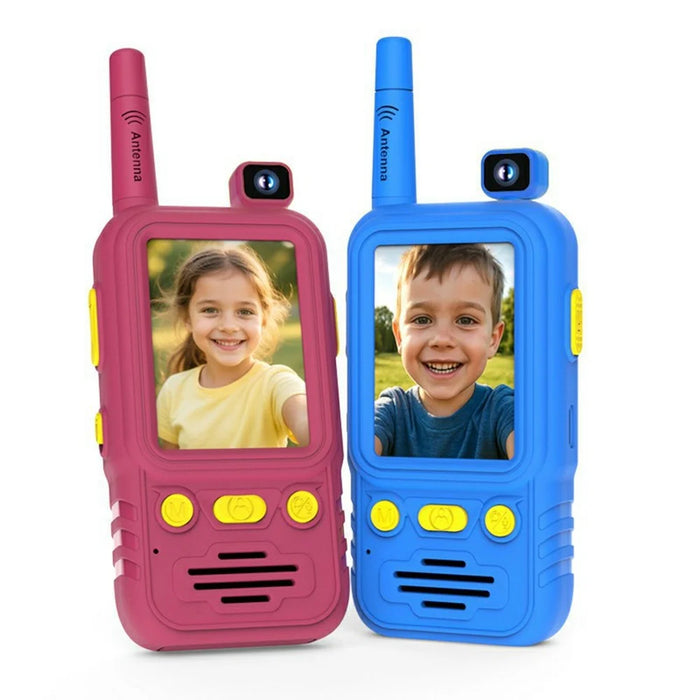 S2 2Pcs / Set 2.0 Inch IPS Screen Kids Video Walkie Talkie with 180 Degree Rotating Camera Voice Changer for Children - Blue+Red - 1