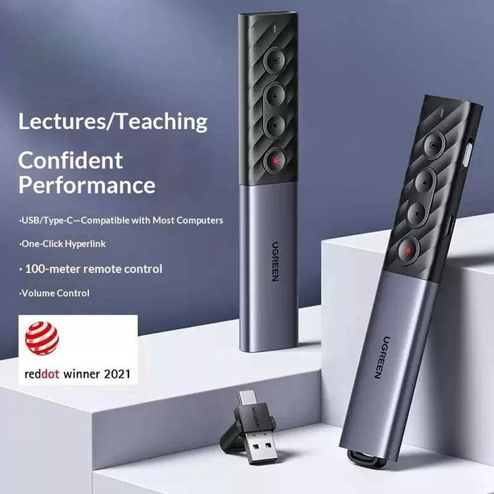 UGREEN LP270 80136 100m Remote Control Laser Presentation Pointer with USB + Type-C Dual Ports for PPT - 3