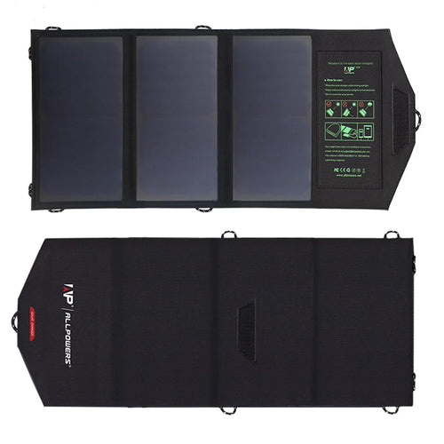 ALLPOWERS 5V 21W Foldable Solar Panel Waterproof High Efficiency Solar Charger with Dual USB for Phone Tablet - 1
