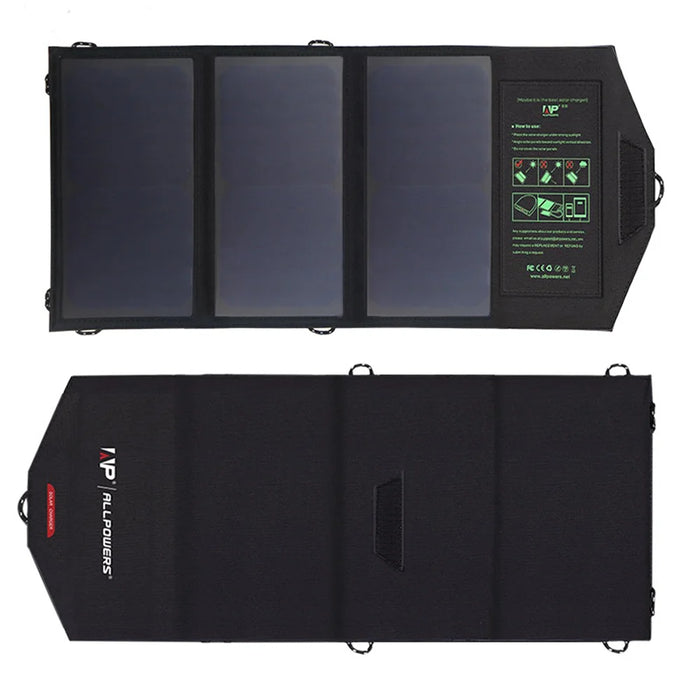 ALLPOWERS 5V 21W Foldable Solar Panel Waterproof High Efficiency Solar Charger with Dual USB for Phone Tablet - 1
