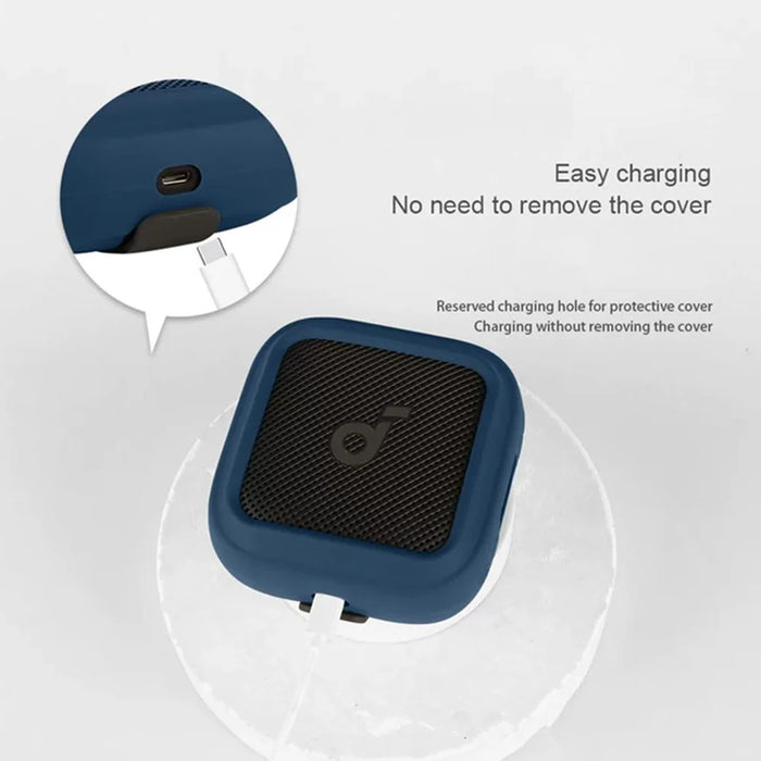 For Anker Soundcore Boom Go 3i Silicone Case Bluetooth-compatible Speaker Soft Protective Cover - Dark Blue - 3