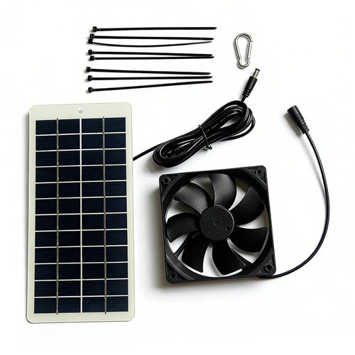 5W 12V Solar Panel with 120mm Exhaust Fan Pet Ventilation Air Circulation System for Dog Cat Chicken Coop - 1