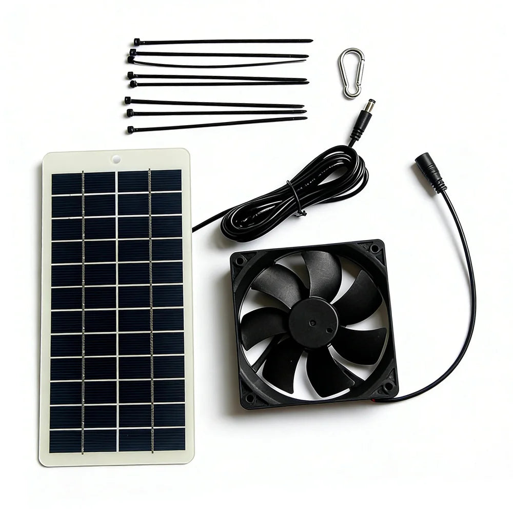 5W 12V Solar Panel with 120mm Exhaust Fan Pet Ventilation Air Circulation System for Dog Cat Chicken Coop - 1