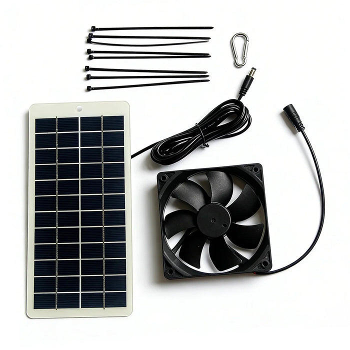 5W 12V Solar Panel with 120mm Exhaust Fan Pet Ventilation Air Circulation System for Dog Cat Chicken Coop - 1