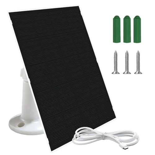 2W 5V Solar Panel 22.5% Efficiency Type-C Charging Board for Security Camera Monitoring - White - 1