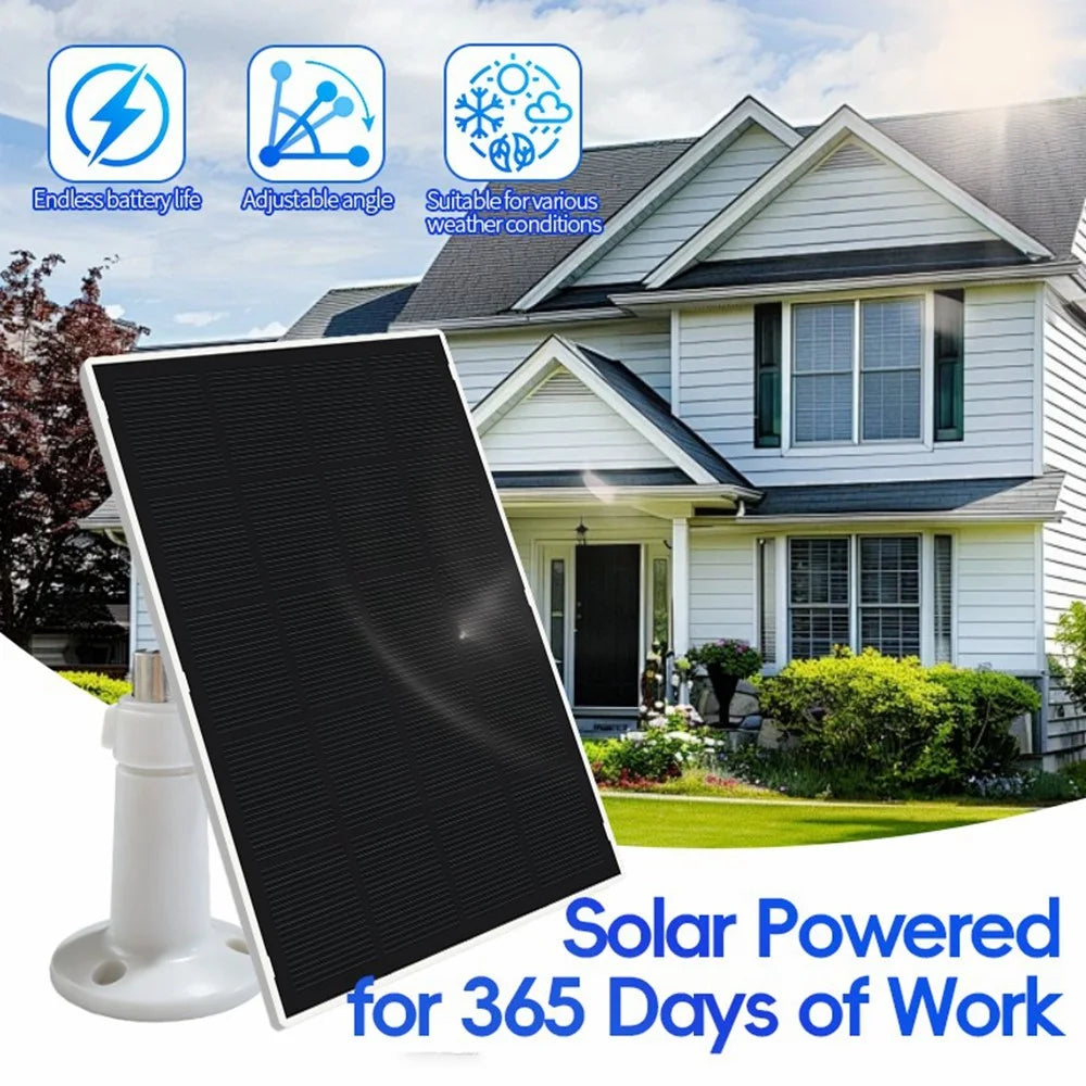 2W 5V Solar Panel 22.5% Efficiency Type-C Charging Board for Security Camera Monitoring - White - 2