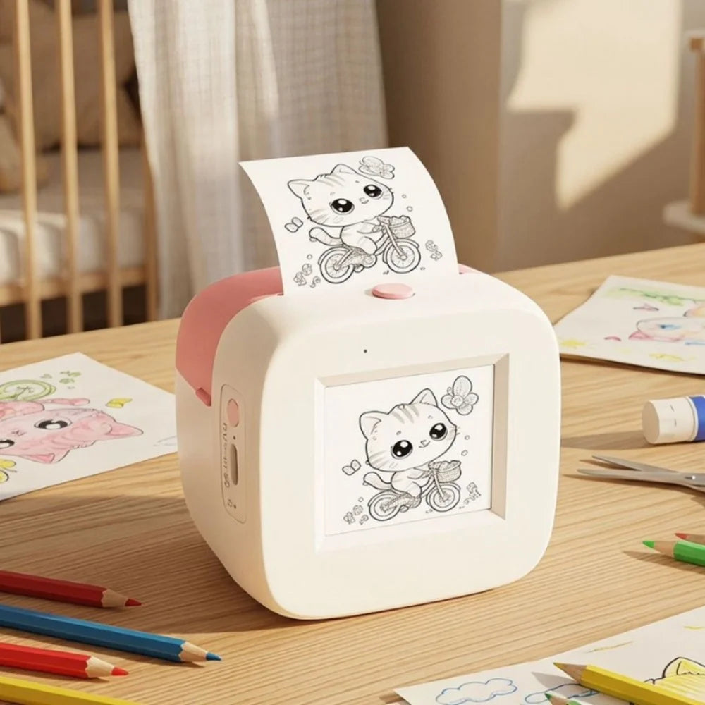 Q17 2.0 Inch AI Voice Thermal Printer 200DPI Wireless Portable Mini Printer for Kids DIY (Standard Version) - Pink - 3
