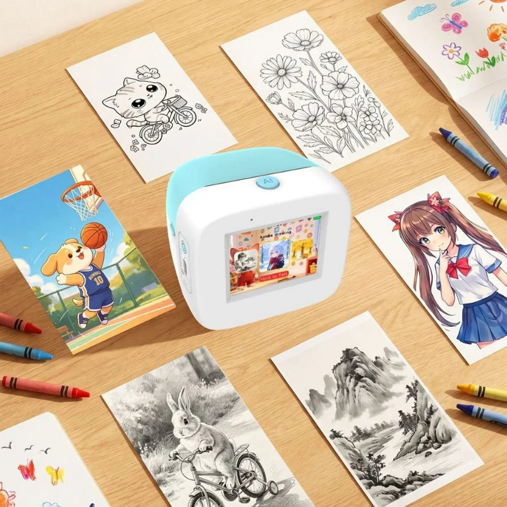 Q17 2.0 Inch AI Voice Thermal Printer 200DPI Wireless Portable Mini Printer for Kids DIY (Standard Version) - Pink - 5