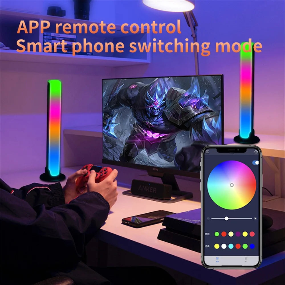 L023 Rechargeable RGB LED Light Bar Voice Activated Sound Sync Ambient Desktop Gaming Music Rhythm Lamp - Black - 5