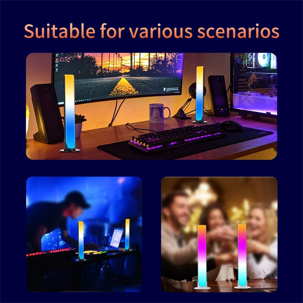 L023 Rechargeable RGB LED Light Bar Voice Activated Sound Sync Ambient Desktop Gaming Music Rhythm Lamp - Black - 6