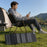 12W Solar Panel Charger 5-Fold Portable Solar Power Bank with USB-C Output for Outdoor Camping - Black - 5