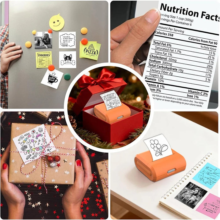 X7 Bluetooth-compatible Pocket Thermal Printer Inkless 200DPI Mini Printing Machine for Labels Photos Stickers - Orange - 4