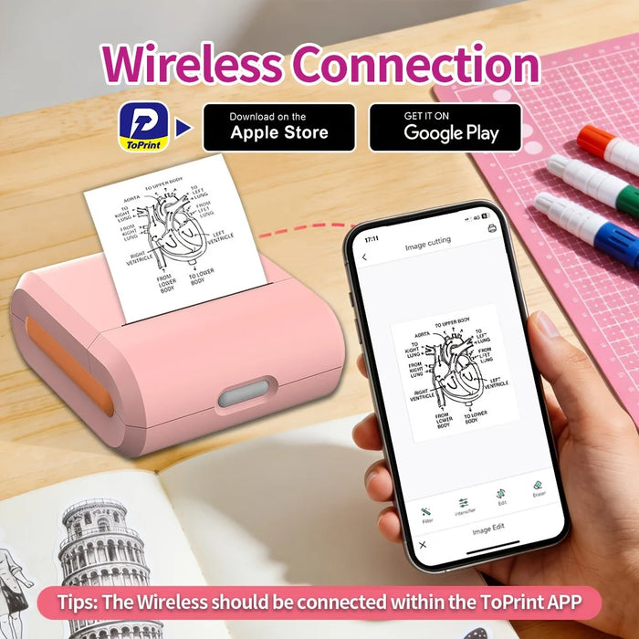 X7 Bluetooth-compatible Pocket Thermal Printer Inkless 200DPI Mini Printing Machine for Labels Photos Stickers - Orange - 6