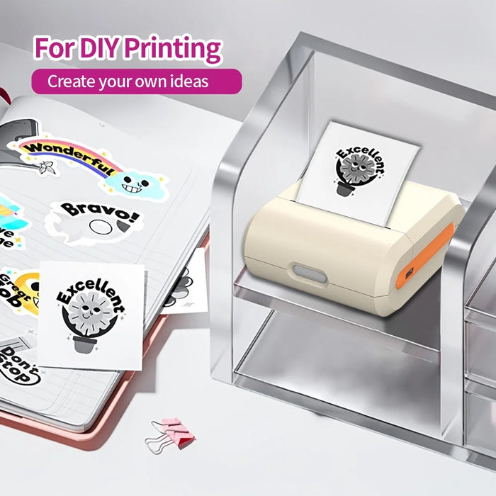 X7 Bluetooth-compatible Pocket Thermal Printer Inkless 200DPI Mini Printing Machine for Labels Photos Stickers - Orange - 7