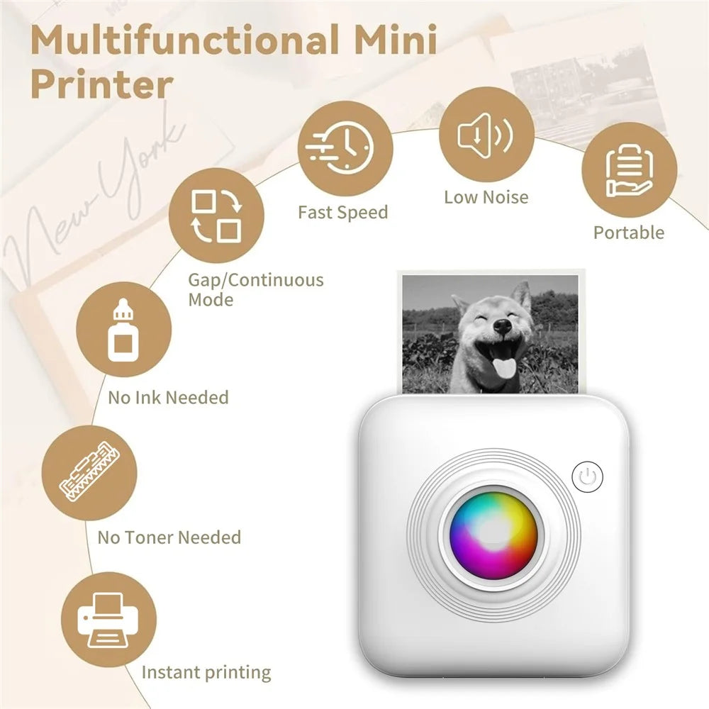 X3 Mini Pocket Bluetooth-compatible Thermal Printer 200DPI Inkless Printer with RGB Light for Study Notes - White - 6